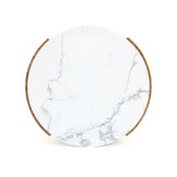 Natural wood finish coffee table with faux marble top - LuxenHome