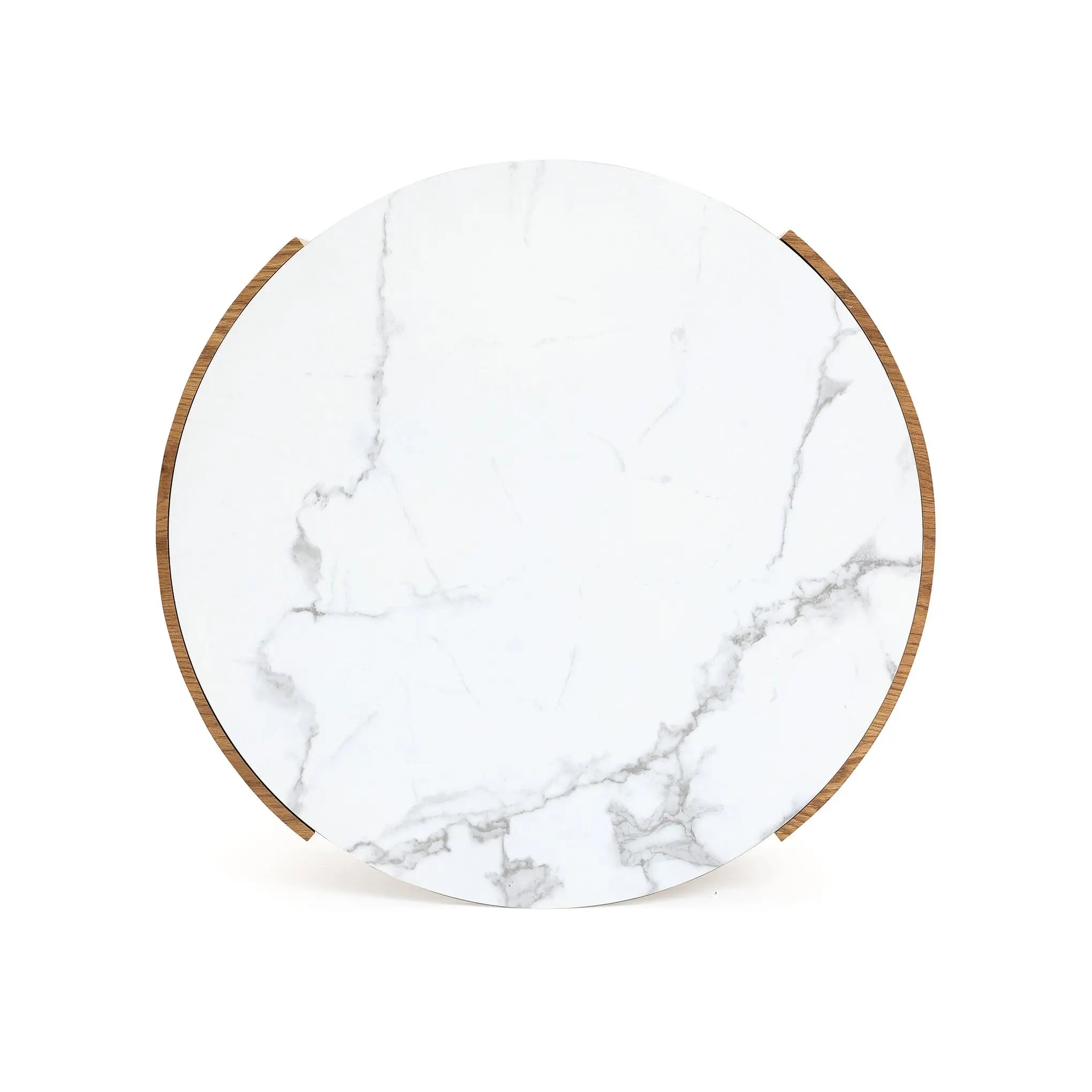 Natural wood finish coffee table with faux marble top - LuxenHome