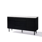 Black manufactured wood sideboard cabinet with marble top - LuxenHome