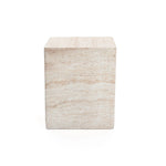 Travertine-Style Square MgO Side Table - LuxenHome