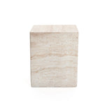 Travertine-Style Square MgO Side Table - LuxenHome