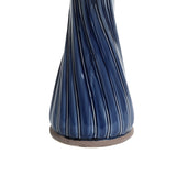 Blue ceramic birdbath with leaves and swirl pattern - LuxenHome