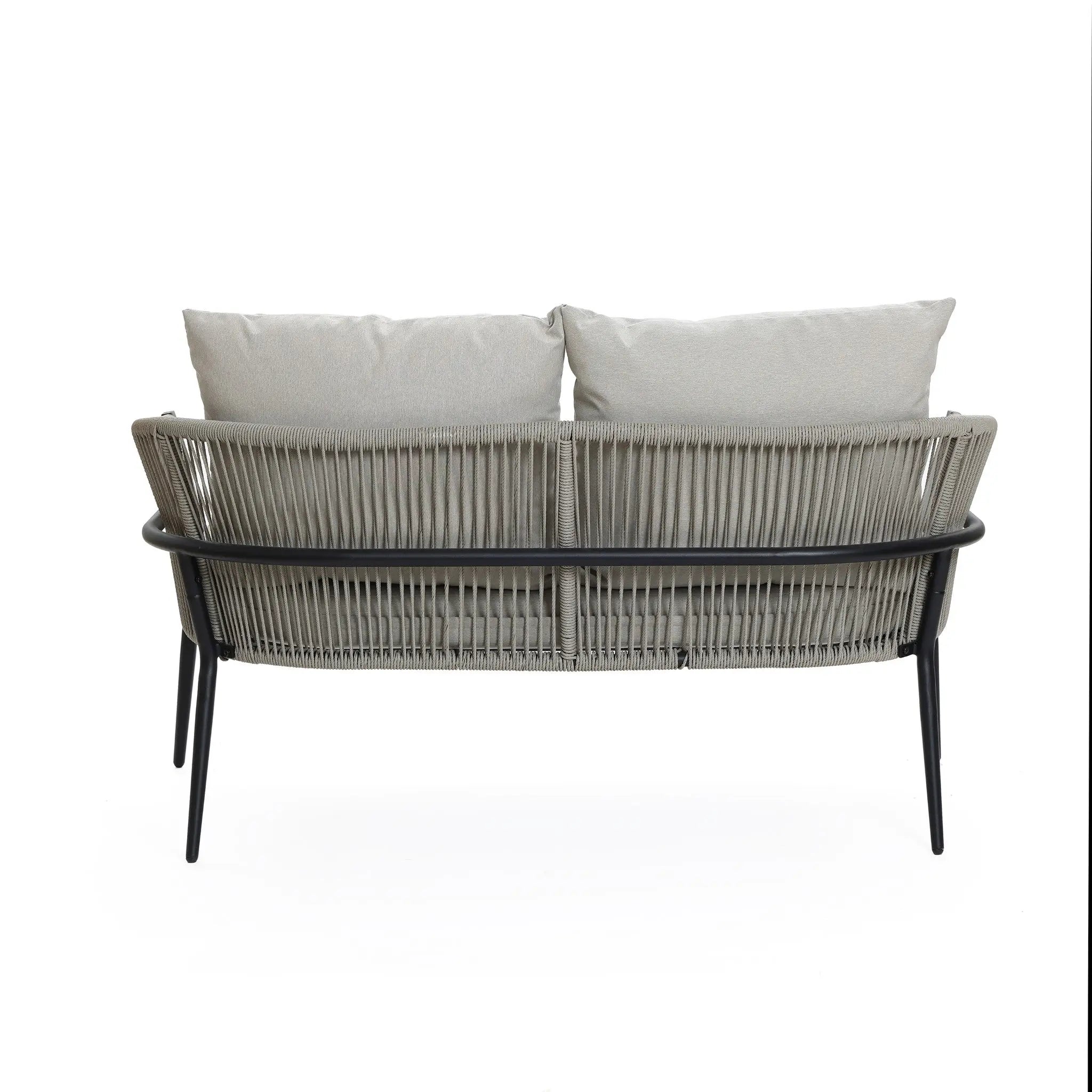 Ventura outdoor aluminum with PE rope loveseat & coffee table set - LuxenHome