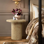 Rici burl wood finish round end table - LuxenHome