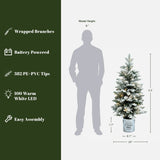 Artificial Flocked Fir Christmas Tree with Lights, 4ft