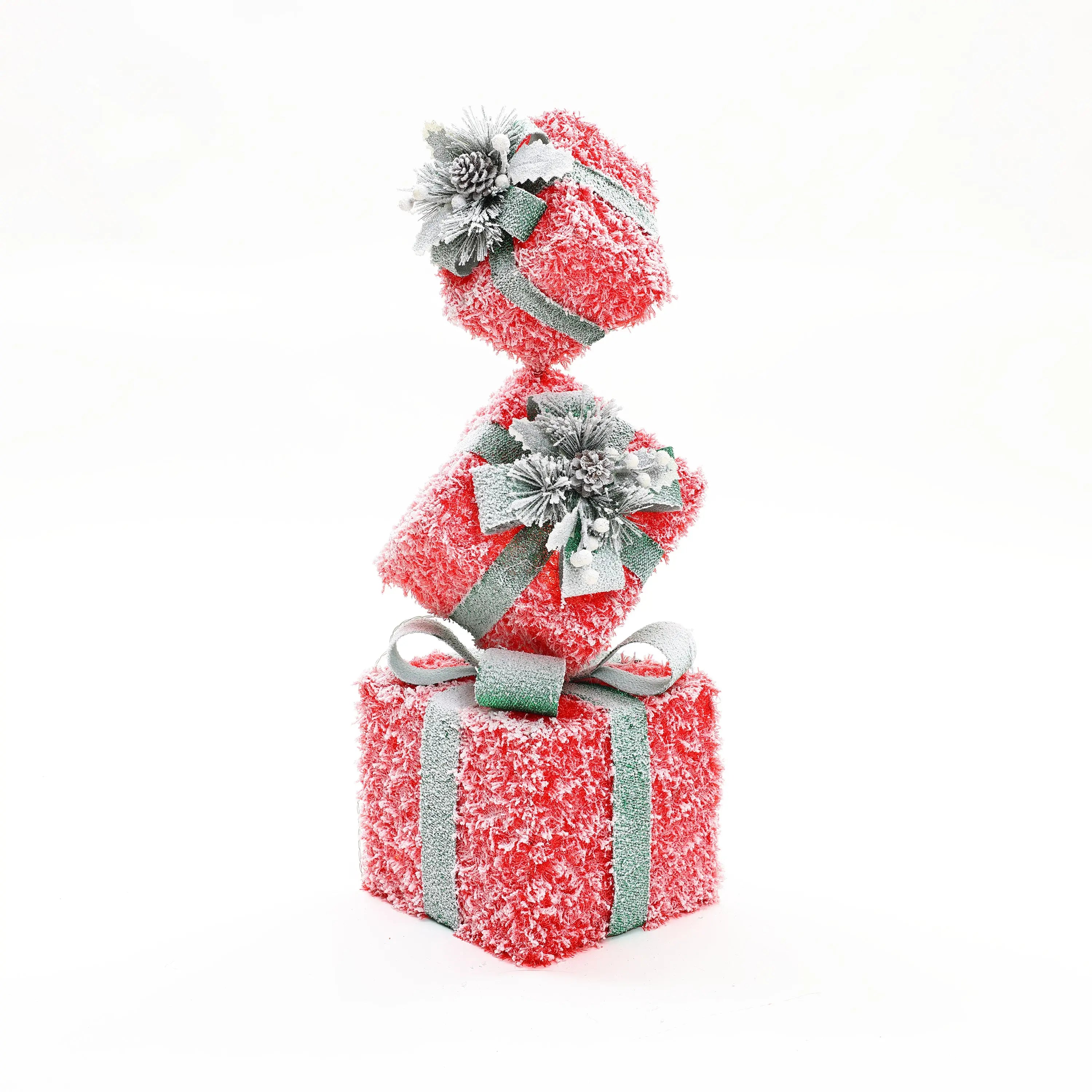 frosted-red-gift-box-stacked-set-holiday-decorations
