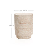Travertine-Style Round Textured MgO Side Table - LuxenHome