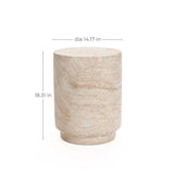 Travertine-Style Round Textured MgO Side Table - LuxenHome