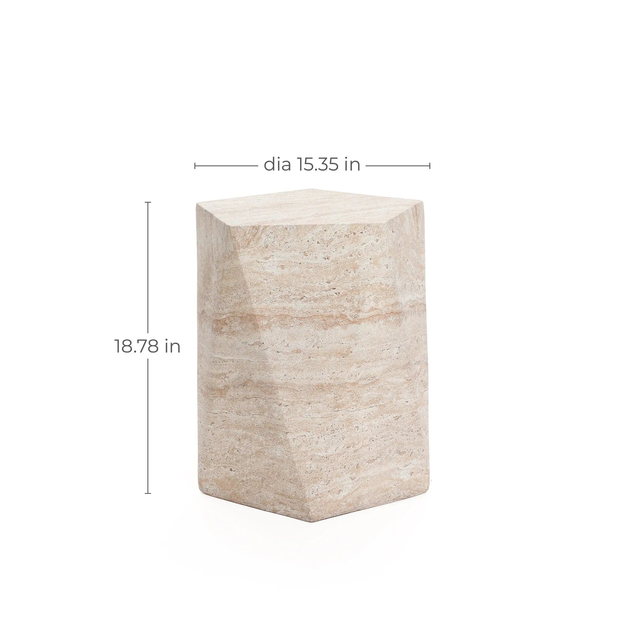 Travertine-Style Irregular Textured MgO Side Table - LuxenHome