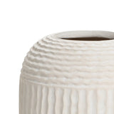 Beige ribbed round MgO Vase, 15.2'' h - LuxenHome