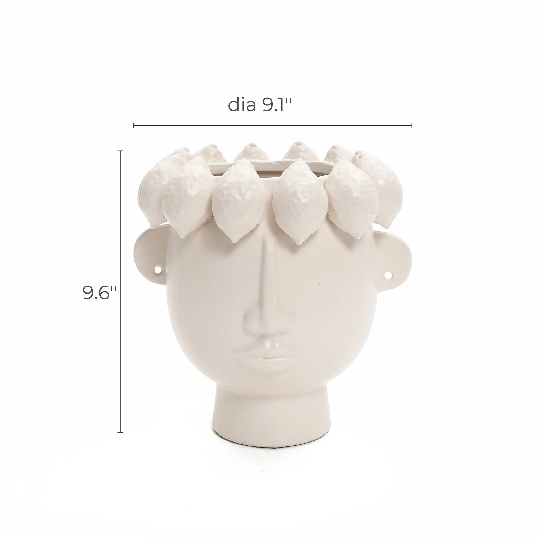 The LuxenHome White Ceramic Bust Head Vase, measuring 9.1 in diameter and 9.6 high, is a modern planter featuring textured hair with a minimalist design that emphasizes the facial features and intricate detailing.