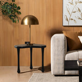 Black Wood Irregular Shape 19.9-Inch Tall Side Table - LuxenHome