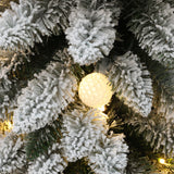 Pre-Lit Flocked Artificial Christmas Tree with Base, 7ft