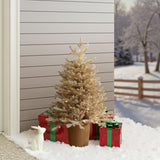 Pre-Lit Gold Branches Pine Christmas Tree with Pot,3Ft
