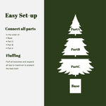 Show 4ft christmas tree assembly instructions: Base at the bottom, Part C, Part B, Part A on top. Fluffing tips are included a fuller.