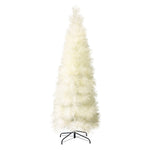 Stunning ivory pampas grass tree, feather-like branches on black metal stand.