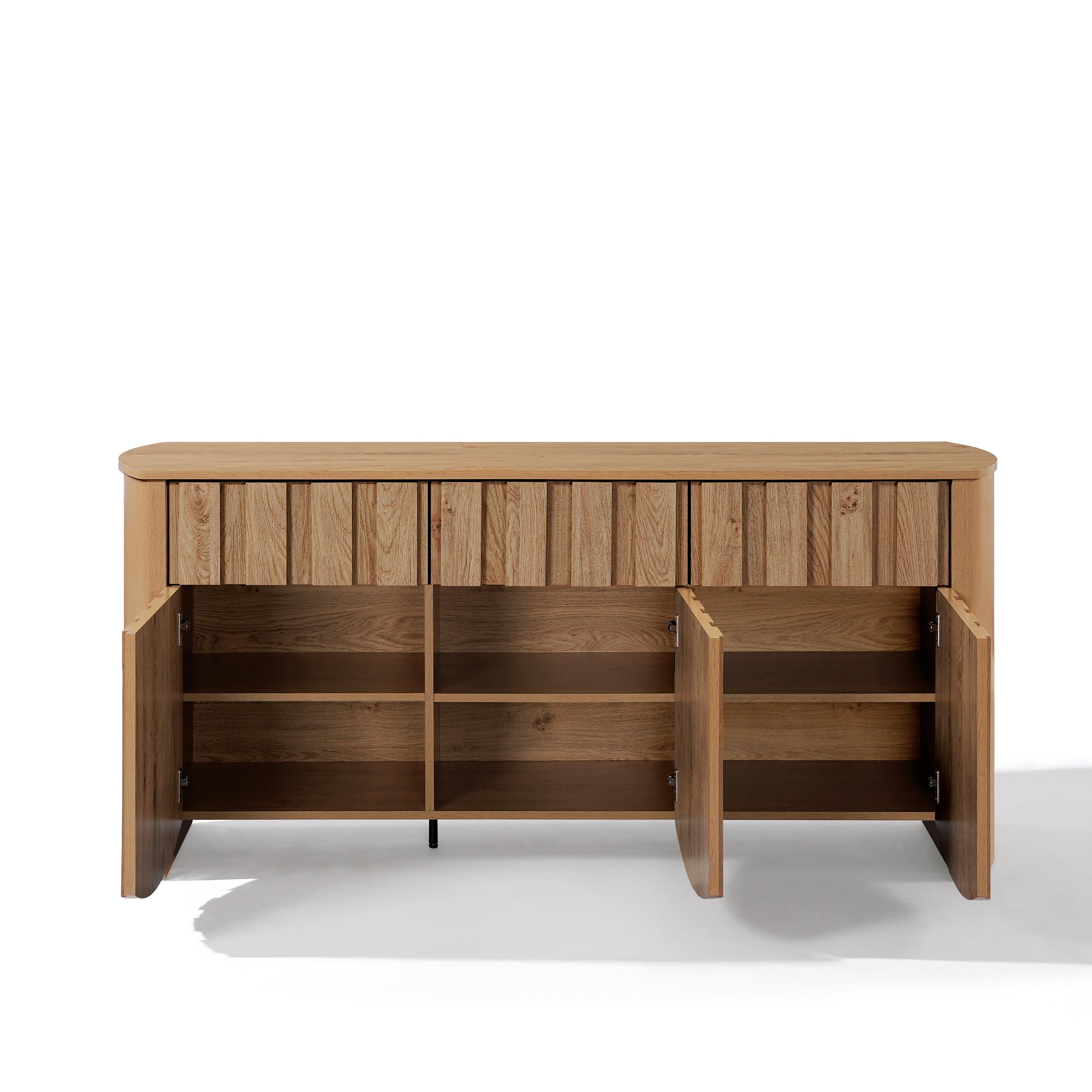 elegant buffet cabinet sideboard with oak veneer finish and functional storage for living room or hallway