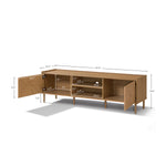 Wooden TV stand size, 62.9" W, 19.8" H, 15.4" D, making a versatile piece of home furniture for any entertainment center.