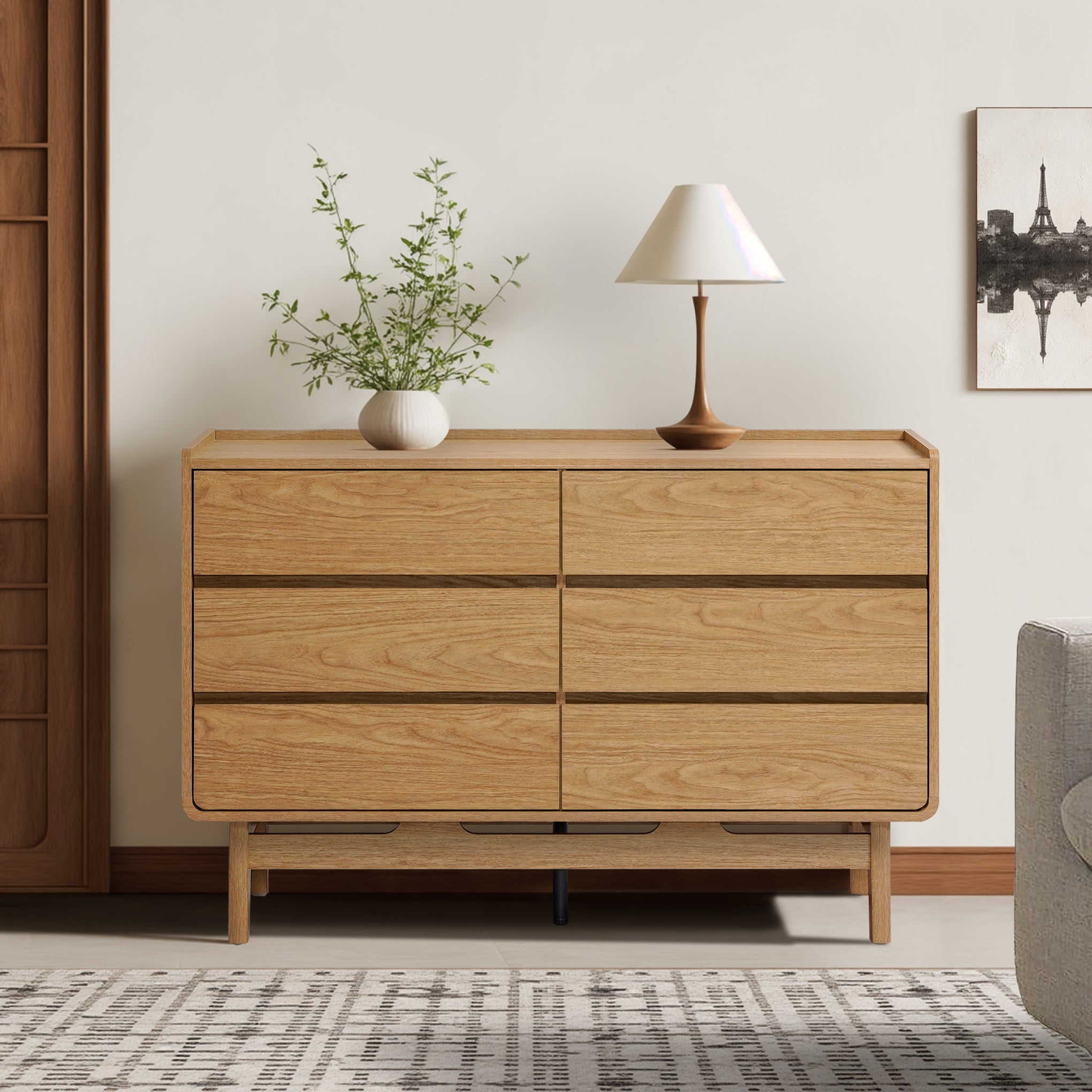 Eric oak finish 6-drawer dresser - LuxenHome