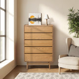 Eric oak finish 5-drawer dresser - LuxenHome
