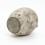 Terracotta Vase with a weathered gray finish and flat base, displayed on its side against a white background, highlighting rustic farmhouse décor style.