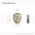 Terracotta Vase with two small handles, shown front view with dimensions labeled: 11.81" high, 5.51" bottom diameter, 4.72" top diameter, 3.54" inner diameter, and 10.43" wide, perfect for rustic home décor.