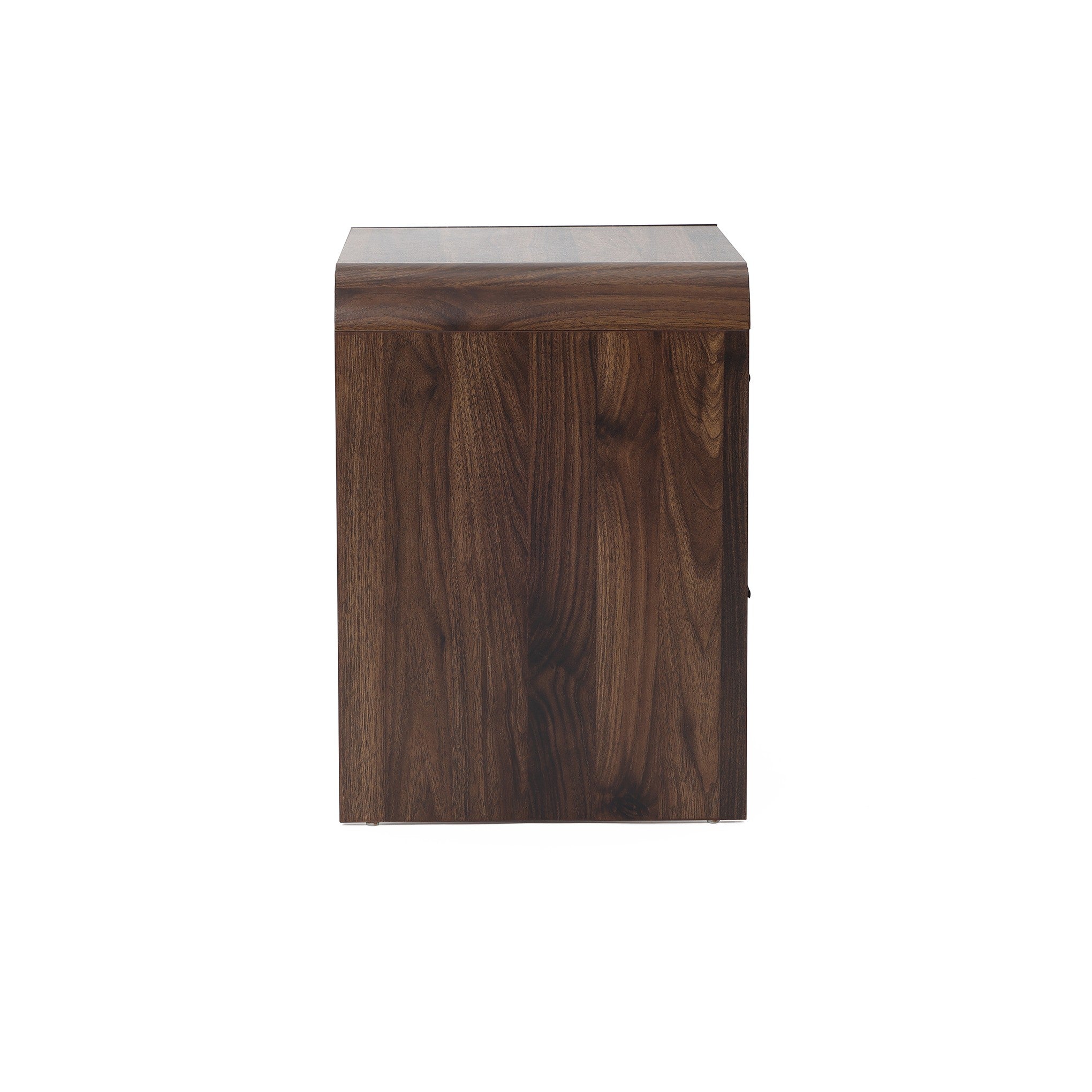 A square wooden side table with a dark brown finish, perfect as a walnut nightstand for bedroom.