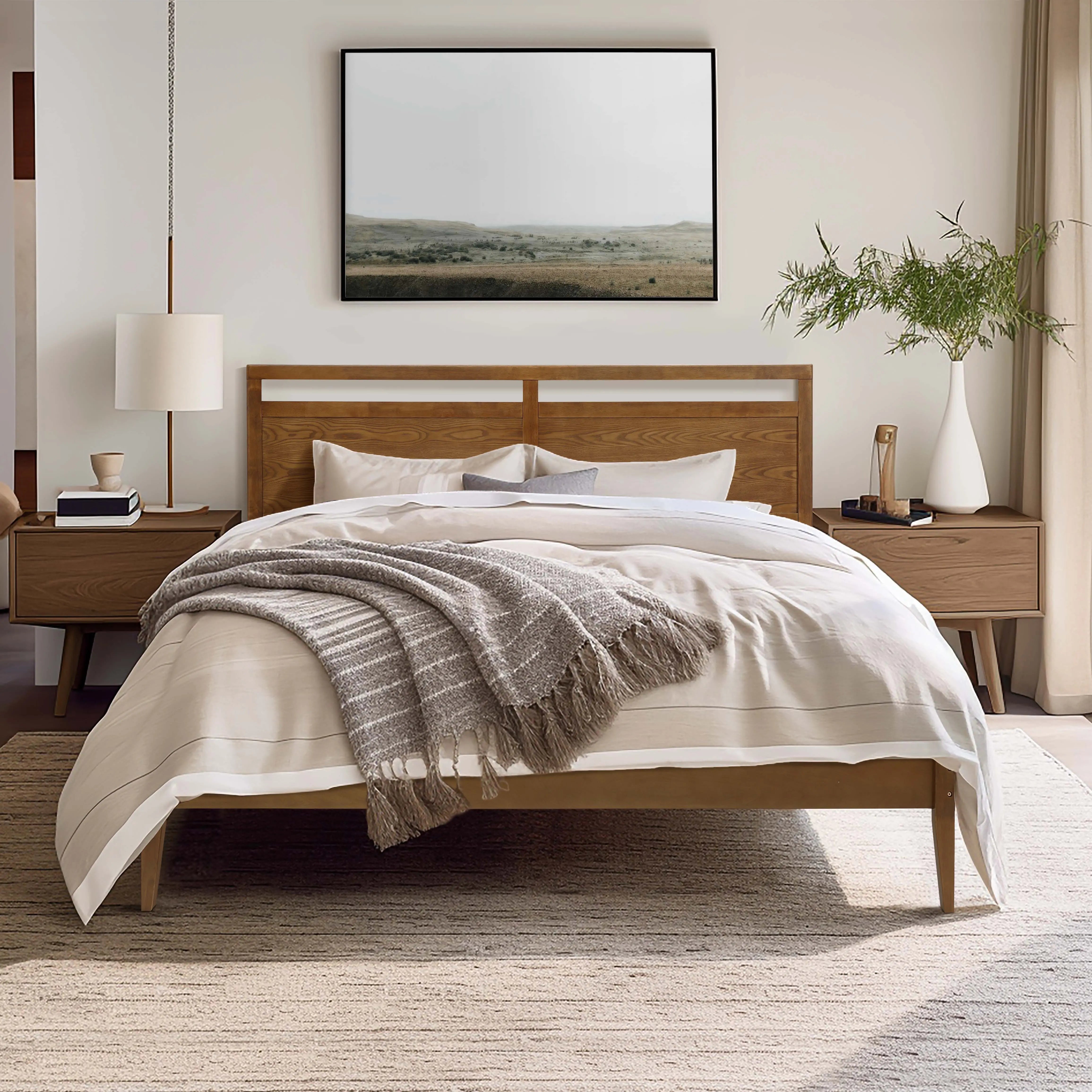 George free-standing walnut finish headboard, king - LuxenHome