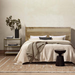 Arne free-standing wood and rattan headboard, king - LuxenHome