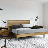 Arne free-standing wood and rattan headboard, king - LuxenHome