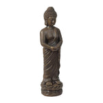 Buddha-statue-standing-on-a-lotus-flower-and-holding-a-book-in-his-hands-from-the-front-view