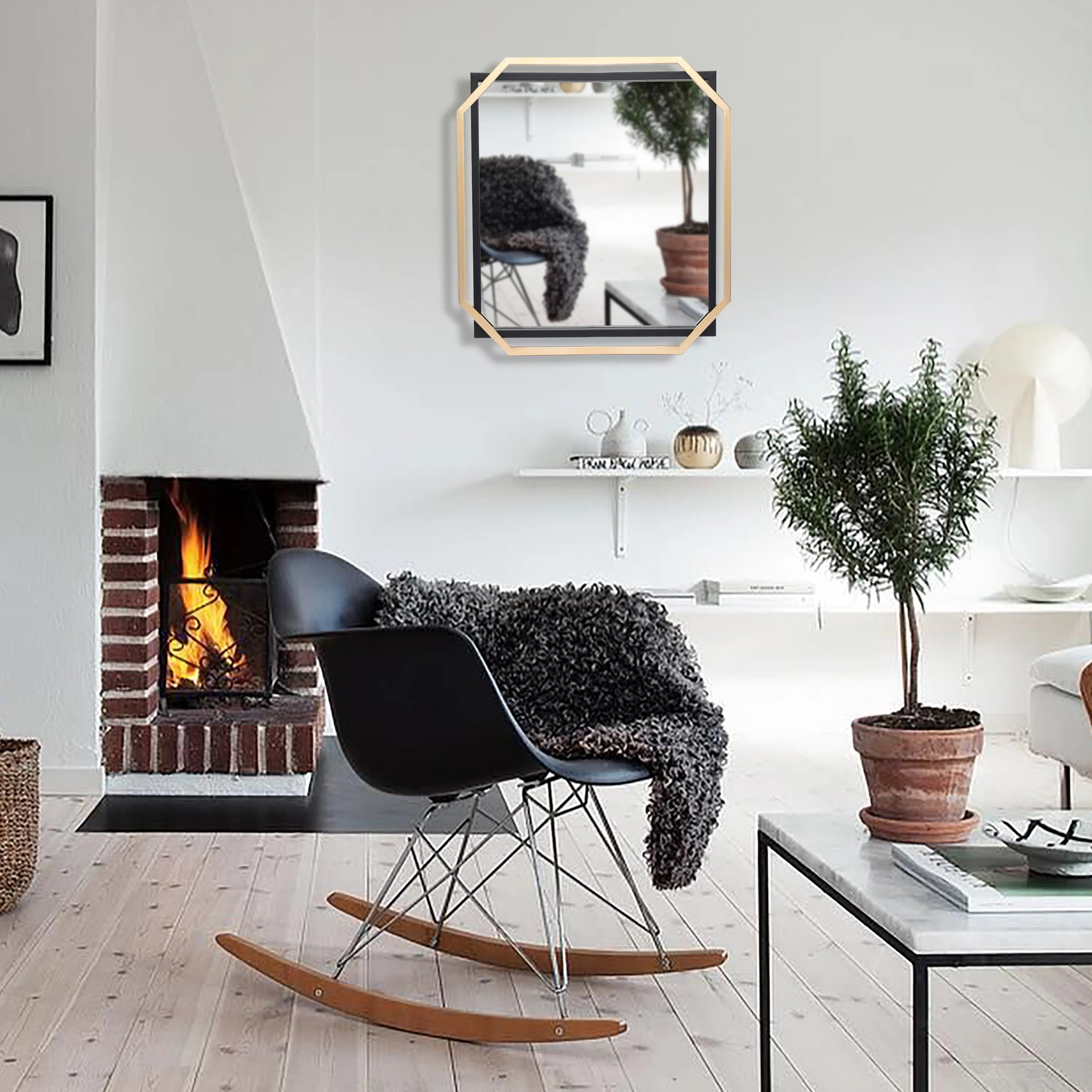 modern-style-gold-and-black-metal-frame-wall-mirror-in-living-room