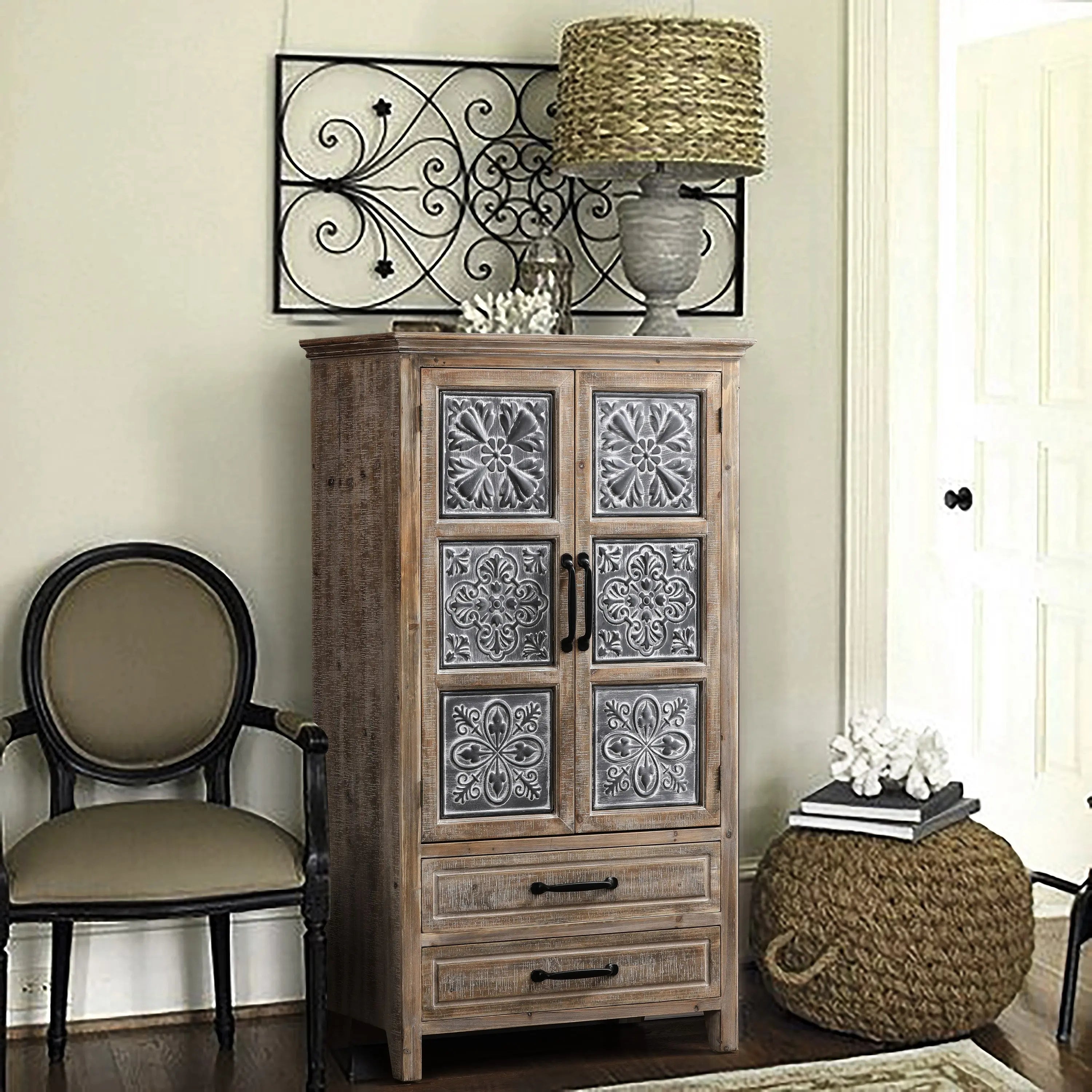 wooden-cabinet-and-a-chair-in-a-living-room