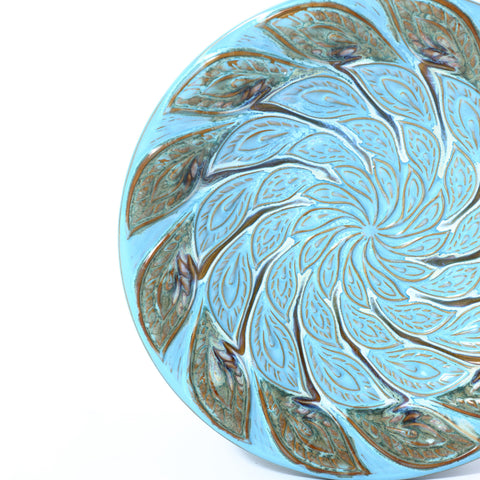 Powder Blue Vintage Spiral Ceramic Birdbath
