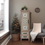 Abilene storage linen cabinet, tower, cream, weathered - LuxenHome