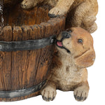 Resin Puppies and Water Pump Outdoor Patio Water Fountain with LED Light - LuxenHome
