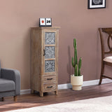 Abilene storage linen cabinet, tower, black, weathered - LuxenHome