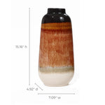 This vintage ceramic vase features a striking color block gradient in shades of brown, black, and beige. Perfect for home decor, its dimensions are 15.16 in height, 7.09 wide, and 4.92 deep.