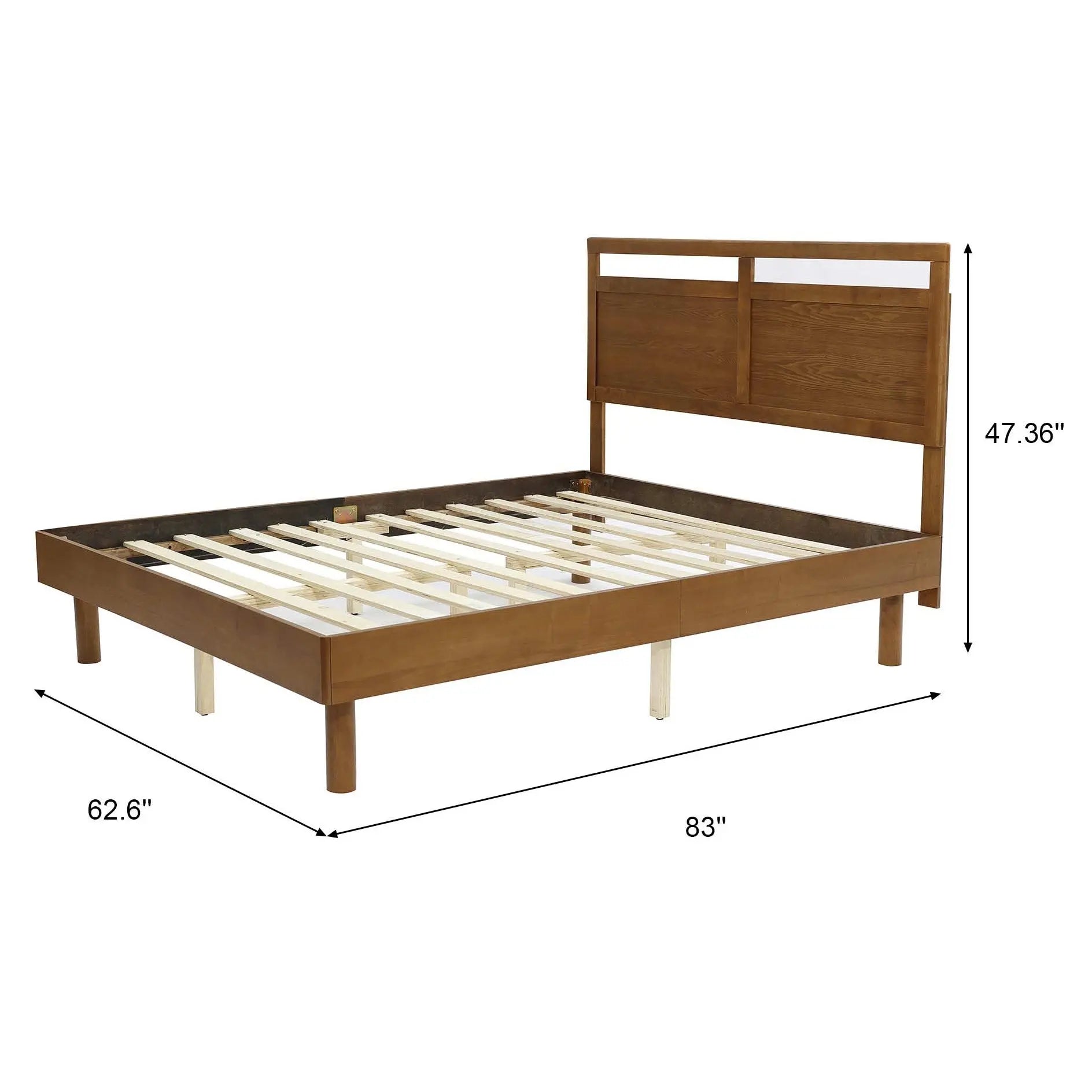 George walnut finish platform bed, queen - LuxenHome