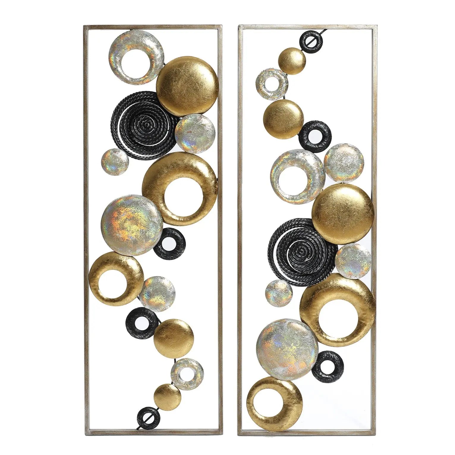two-metal-wall-art-with-metal-rings-discs-arranged-in-unique-style
