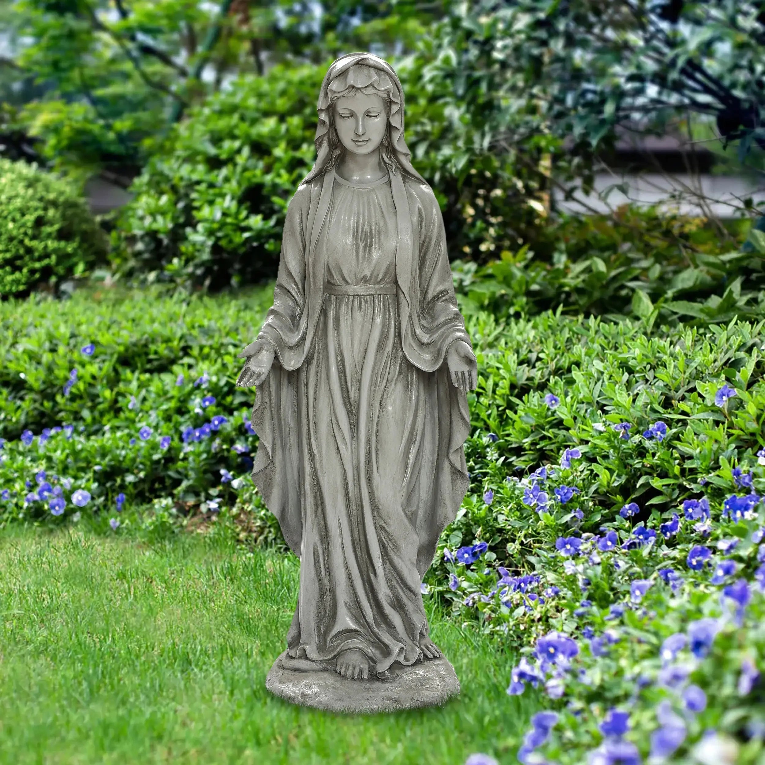 Grace series garden statue, Virgin Mary, gray - LuxenHome
