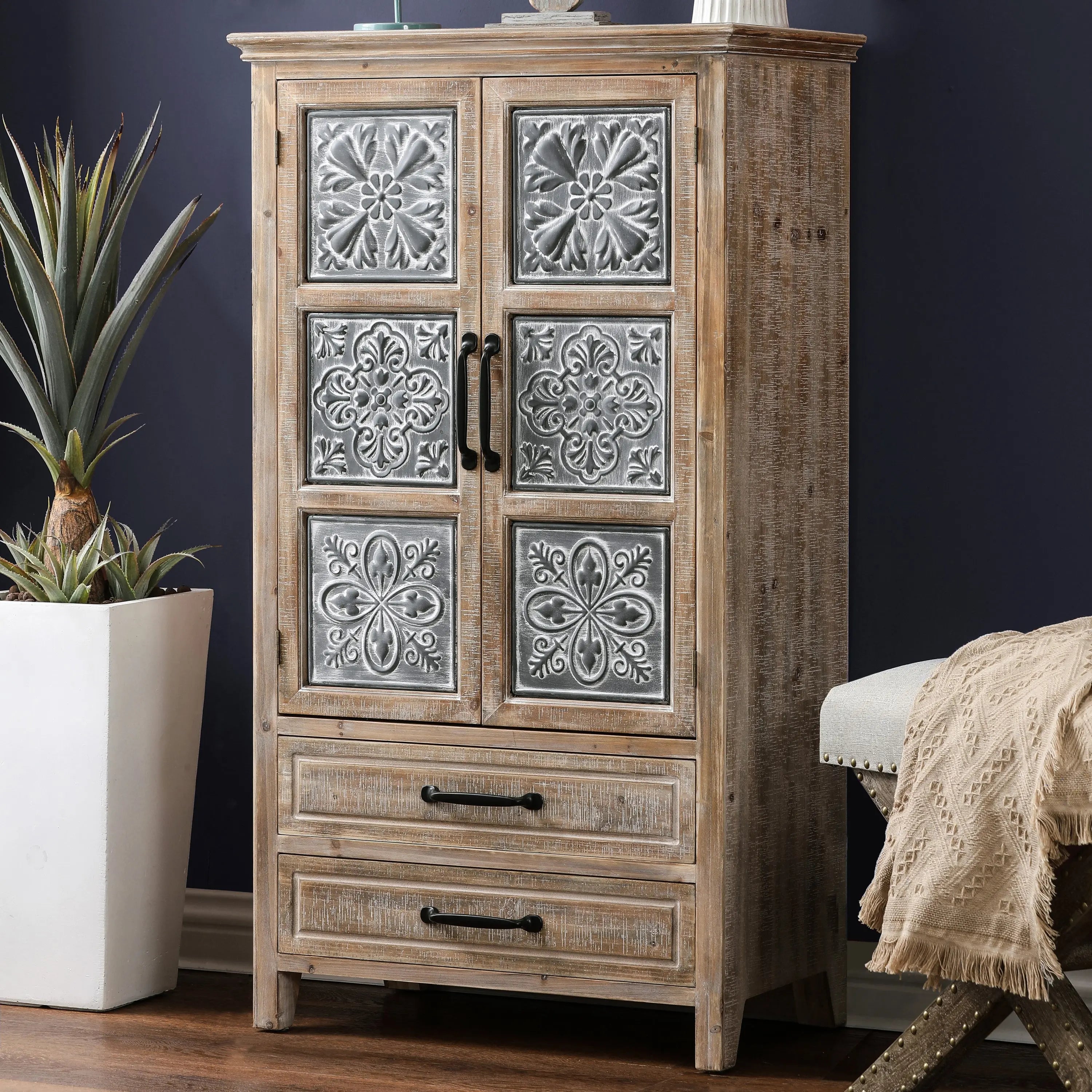 abilene-wooden-cabinet-with-a-white-and-black-floral-design-on-the-doors