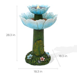 the-size-of-the-Lotus-Garden-Solar-Light-with-dimensions-and-a-list-of-the-parts