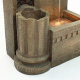 Sandstone Regal Lion Head Floor Water Fountain with Lights - LuxenHome