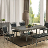 Modern Gray Rubberwood and Upholstered Black Dining Chair, Set of 2 - LuxenHome