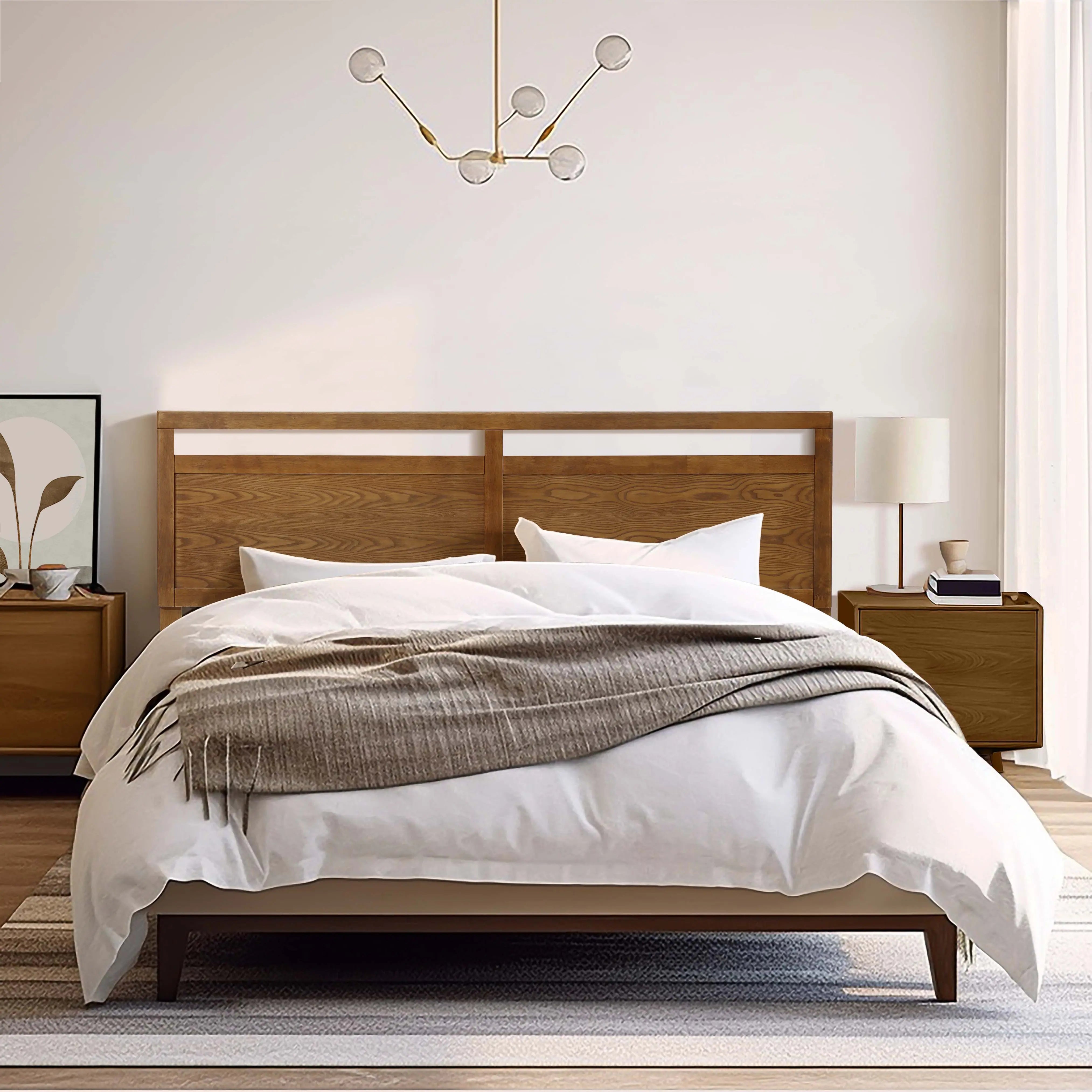 George free-standing walnut finish headboard, king - LuxenHome