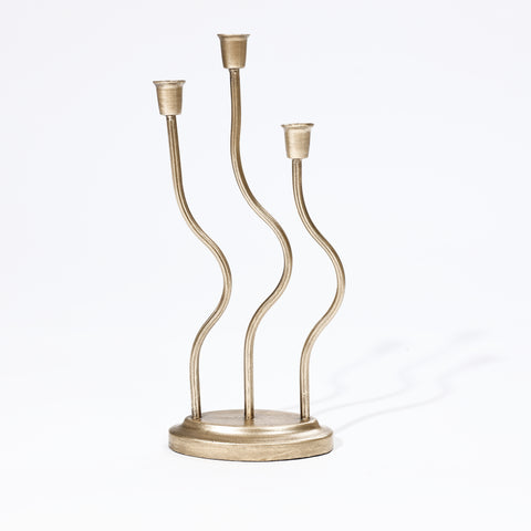Gold 3-Taper Candle Holder