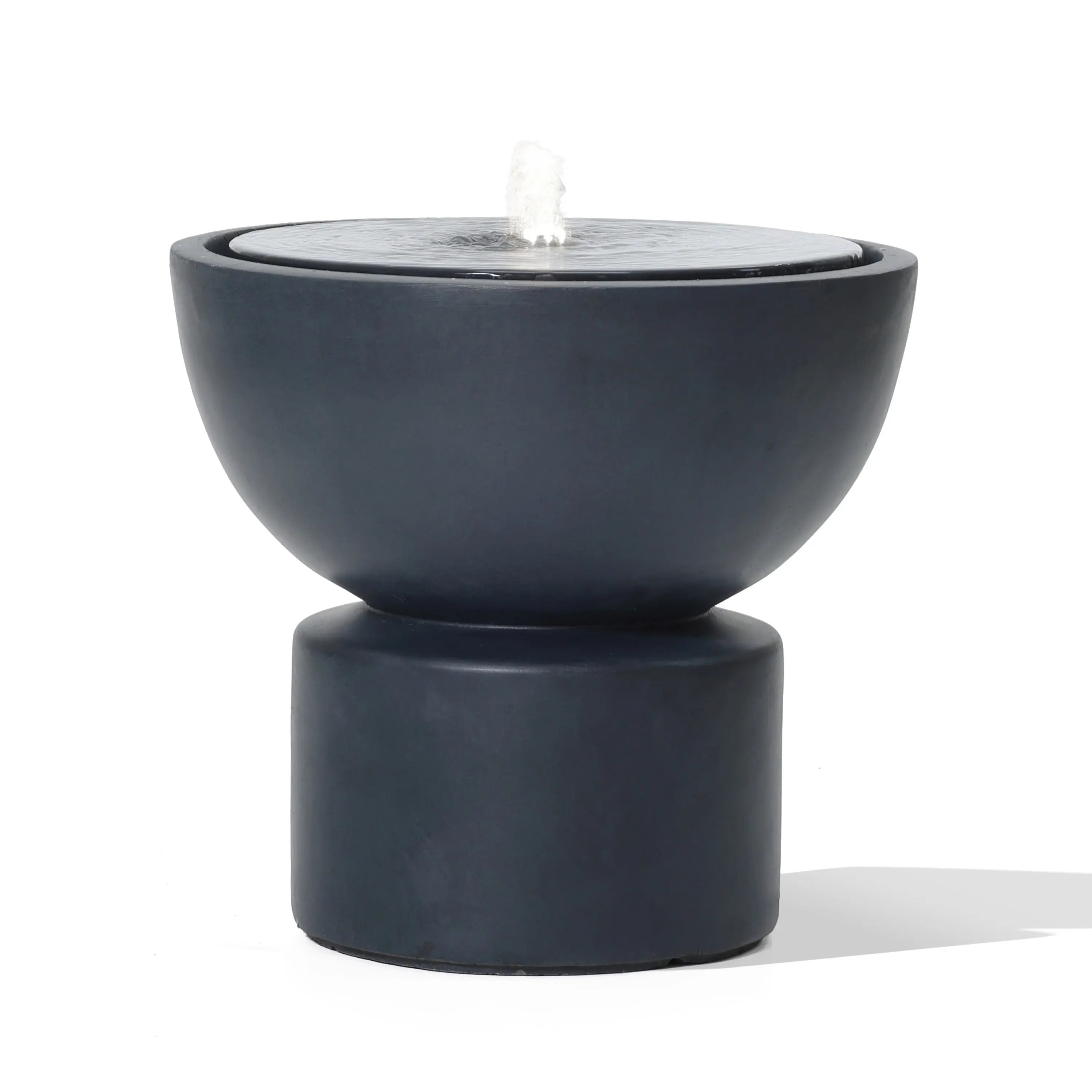 Round Bubbler Outdoor Water Fountain with Lights - LuxenHome