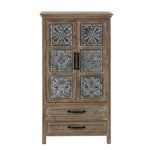 wooden-cabinet-with-a-black-and-white-design-on-the-doors