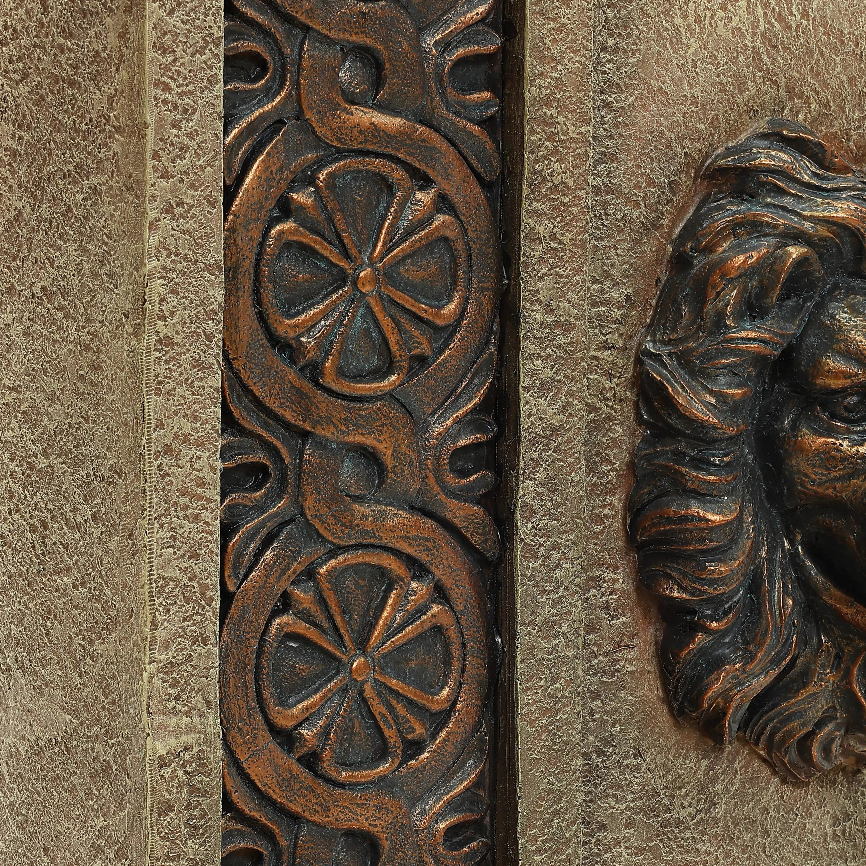 Sandstone Regal Lion Head Floor Water Fountain with Lights - LuxenHome